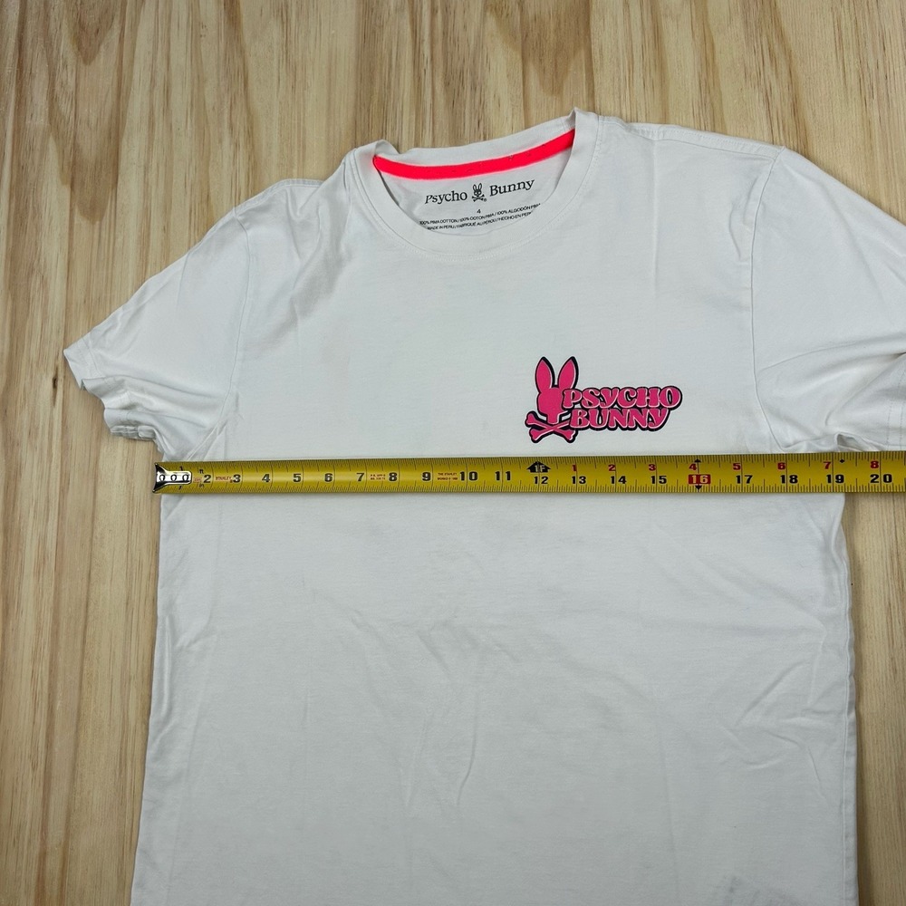 Psycho Bunny Women's White Beach Short Sleeve Graphic T-Shirt Size 4 Small - Picture 5 of 8